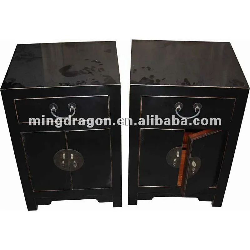 chinese antique one drawer two door nightstands