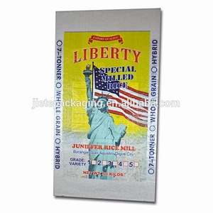 100% new polypropylene transparent pp woven bag with color printing for packing rice long grain