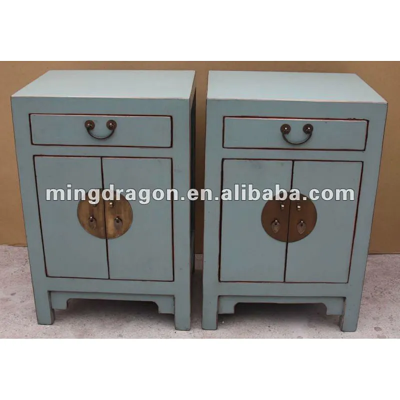 Chinese antique living room blue bedside cabinet