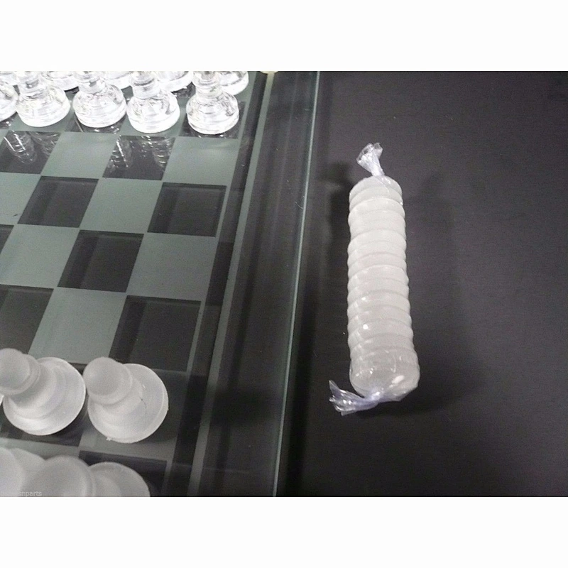 NEW 2 in 1 GLASS CHESS & CHECKERS FAMILY BOARD GAME SET