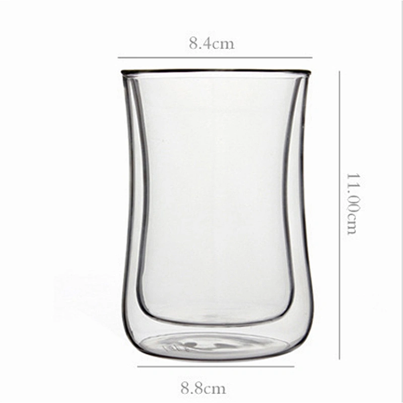 Cambered high boronsilicon glass cup double-deck heat-resistant teapot