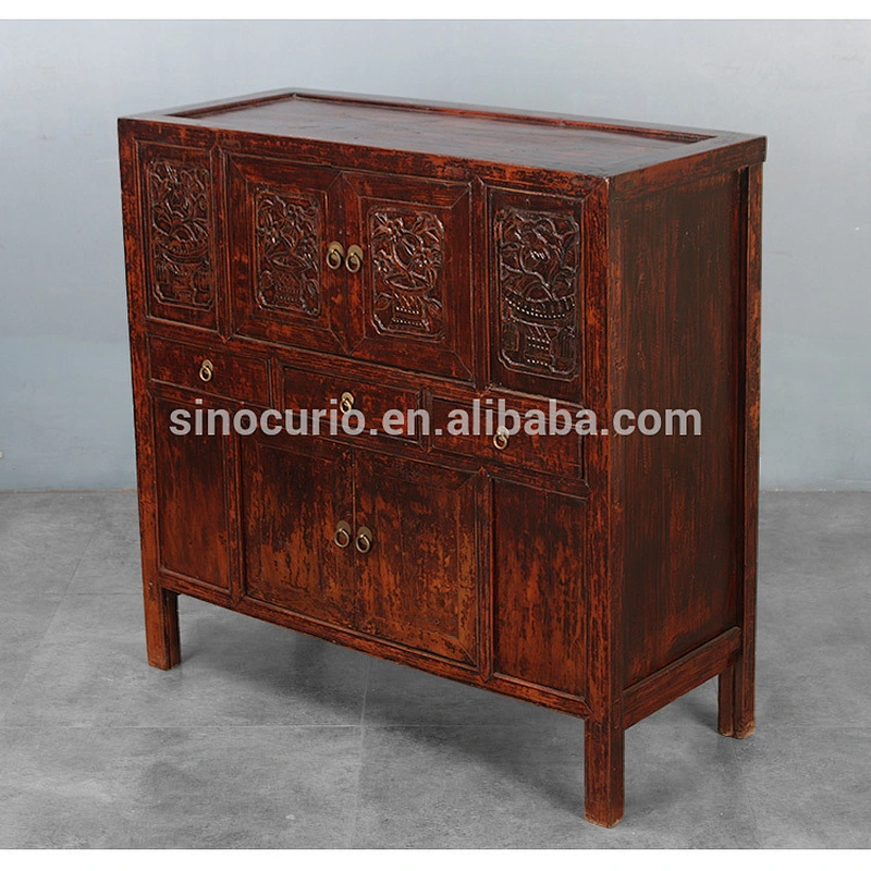 2017 wholesale china furniture antique curio furniture solid wood cabinet
