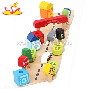 wholesale wooden parking garage toy set for kids W04B026