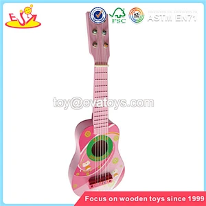 Wholesale popular electric kids wooden guitar toy early learning musical kids wooden guitar W07H016