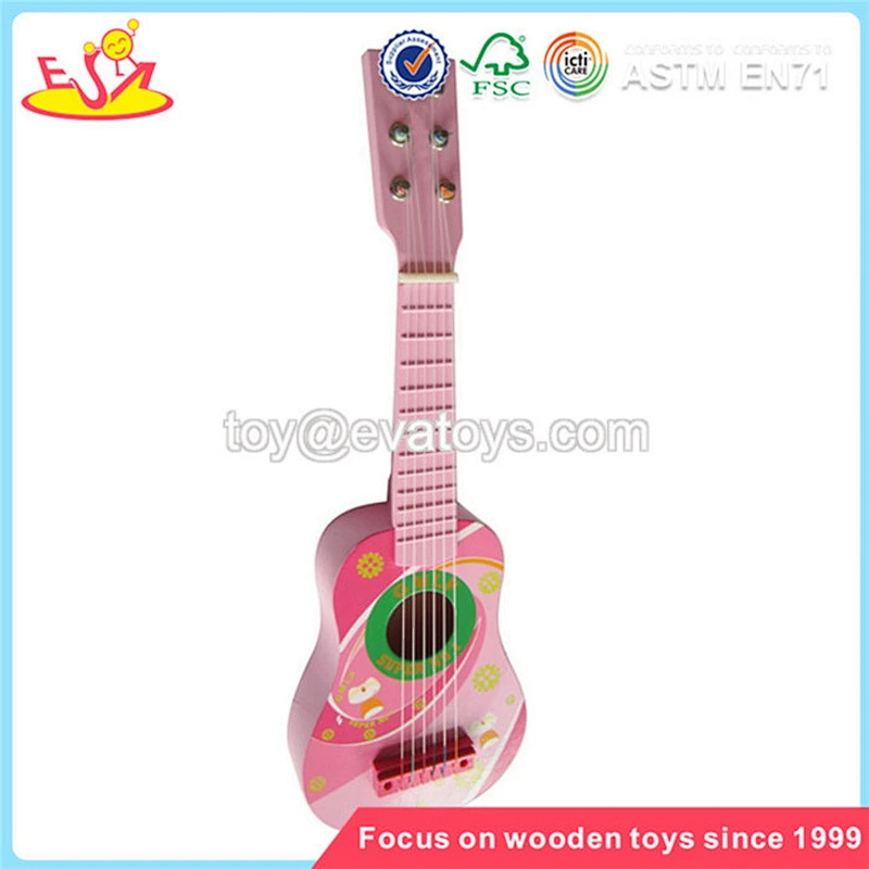 Wholesale popular electric kids wooden guitar toy early learning musical kids wooden guitar W07H016