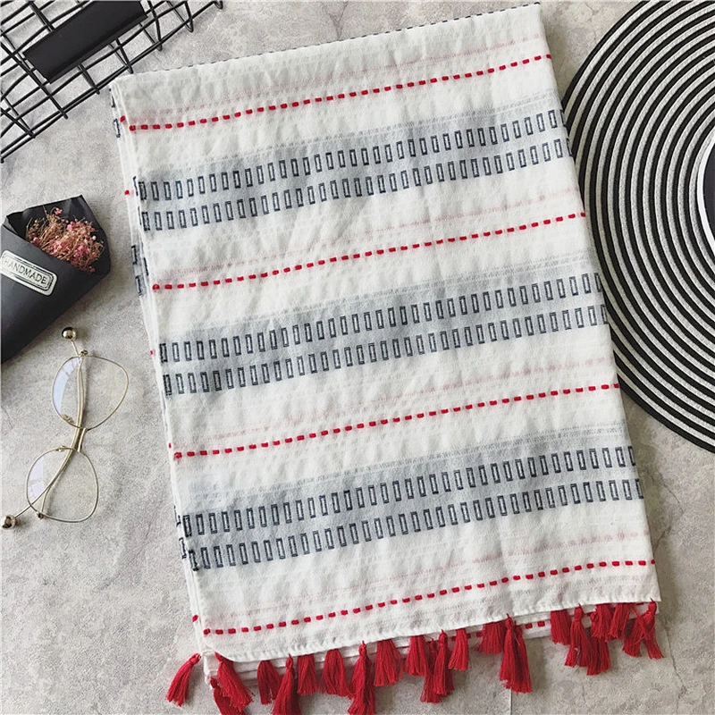 Linen Scarf African Shawls Hand Embroidery Design Patterns Scarf Jacquard Printed Silk Fabric For Scarf