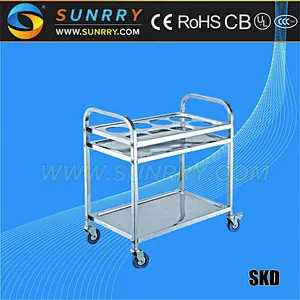 2018 China Square Stainless Steel Hotel Room Tea and Food Service Cart And Cleaning Trolley