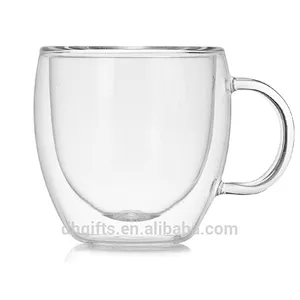 2018 China factory OEM borosilicate double wall glass mug with 150ML