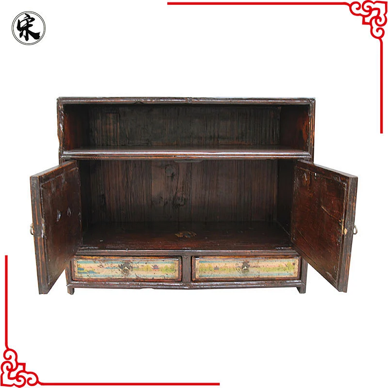 chinese old lacquered storage painted rustic store furniture