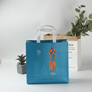 Blue supermarket non-woven fabric cloth standard size shopping bag