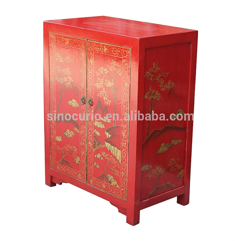 Chinese Antique Reproduction Painted Cabinet Wholesale Antique Hand Painted Wood Furniture