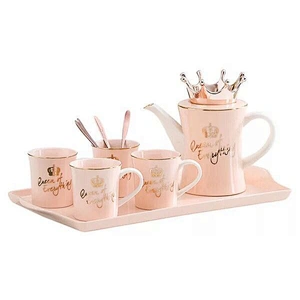 2019 Promotional Ceramic Tea Set Porcelain Cold Water Kettle Cup Set European Style Tea Cup Home Use