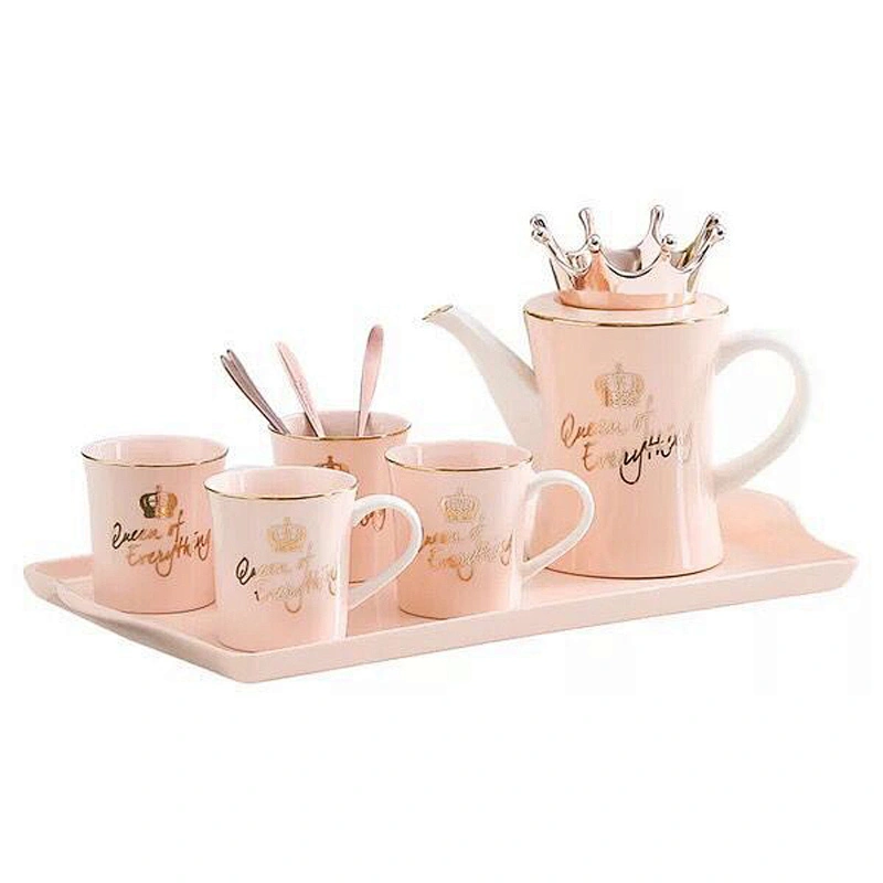 2019 Promotional Ceramic Tea Set Porcelain Cold Water Kettle Cup Set European Style Tea Cup Home Use