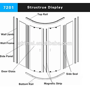 K-7201 Saudi Sexs Bathroom Aluminum Alloy Material Corner Shower Enclosures Shower Stall With Glass Shelf