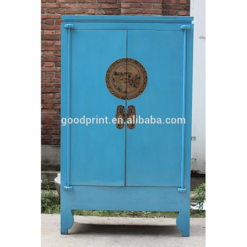 Chinese Antique Blue Wardrobe / Wedding Cabinet