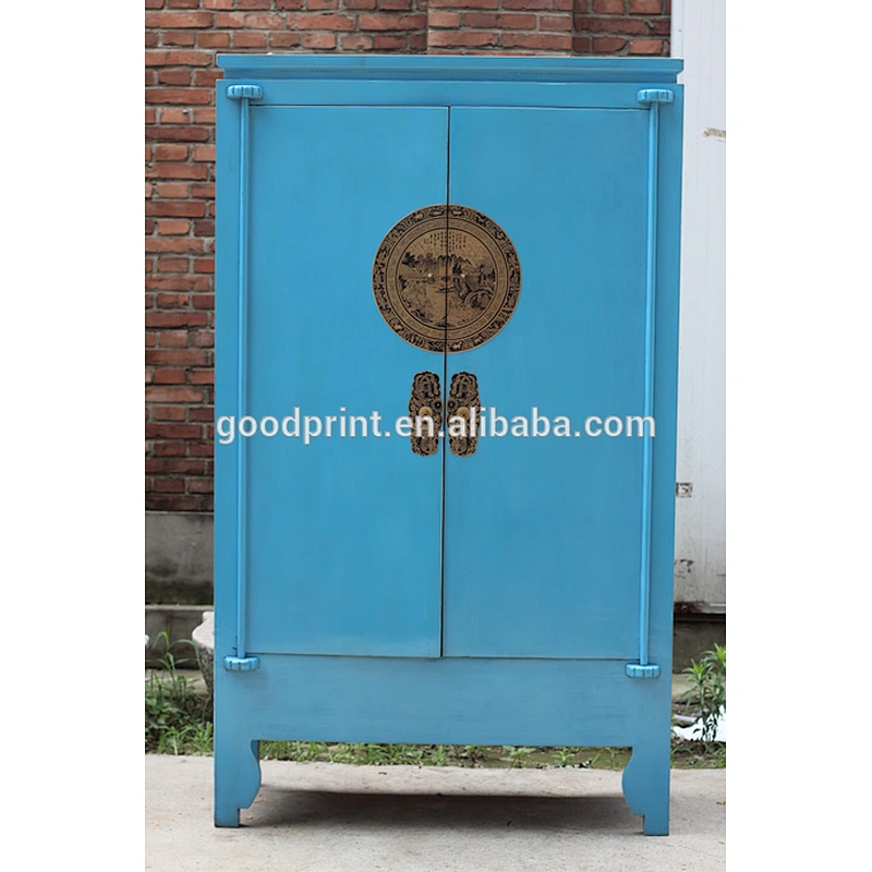 Chinese Antique Blue Wardrobe / Wedding Cabinet