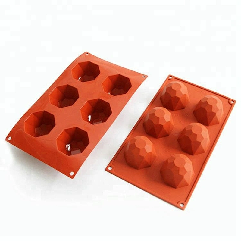 6Cavities Diamond shaped Cake Mold silicone Mousse molds Handmade soap mould