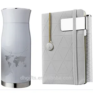 Wholesale Gift Set Stainless Steel Vacuum Cup Flask+Notebook+Pen+Bookend+Bookmark Gift Set for Business Man