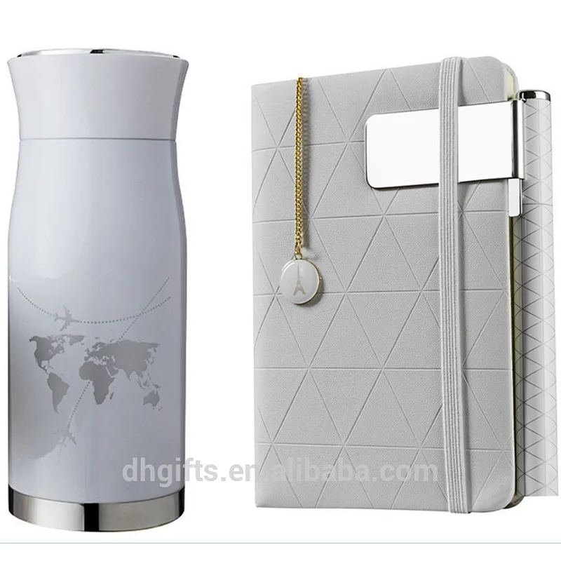 Wholesale Gift Set Stainless Steel Vacuum Cup Flask+Notebook+Pen+Bookend+Bookmark Gift Set for Business Man