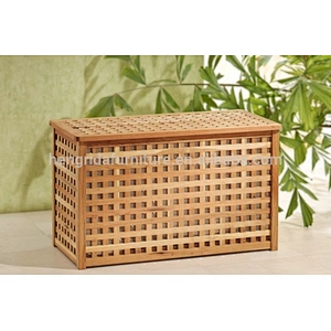 solid oiled walnut wood storage laundry chest with cotton bag