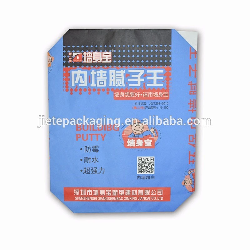 25kg printed interior building putty powder kraft paper bag with valve port