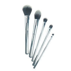 5pc makeup brush set with electroplated plastic handle