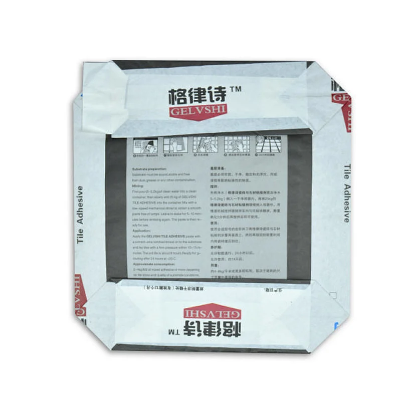 20 kg cube valve mouth paper bag for tile glue, putty powder packaging