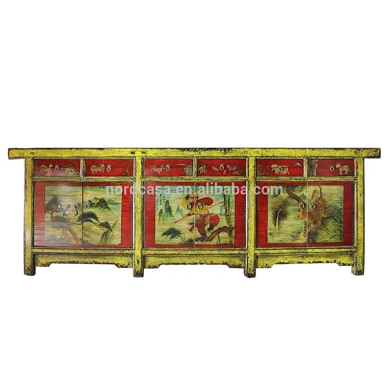 16050701 Sun Wukong Chinese Antique Furniture Painted cabinet