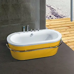 High quality indoor bathtub acrylic yellow hot tub modern bath tub