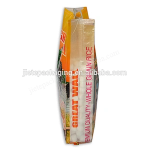 100% new material logo printing 10kg pp woven basmati rice packing bag with plastic handle