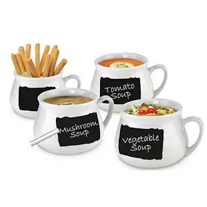 4pcs Ceramic Chalkboard Mugs - 4 Soup Sauce Mugs Serving Dishes Bowls Popular