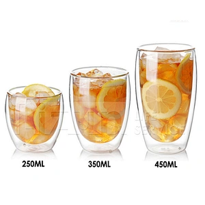 China Supplier in-stock Double Wall Glass Cup Tea Milk Juice Beer Coffee Cup Promotional Gift for Father's Day and Mother's Day