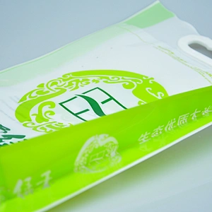 PE plastic rice bag with patch handle
