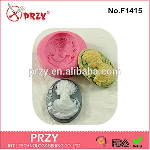 F1415 PRZY Fondant Cake Decorating Tools Lady Cameo Silicone Cake Mold