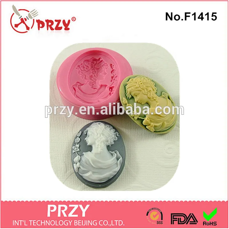 F1415 PRZY Fondant Cake Decorating Tools Lady Cameo Silicone Cake Mold