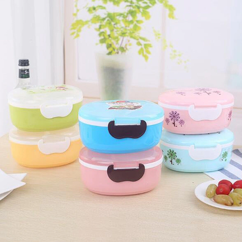 Free Sample Plastic Double Layers Bento Container Creative Lunch Box Children Student Cartoon Bowl