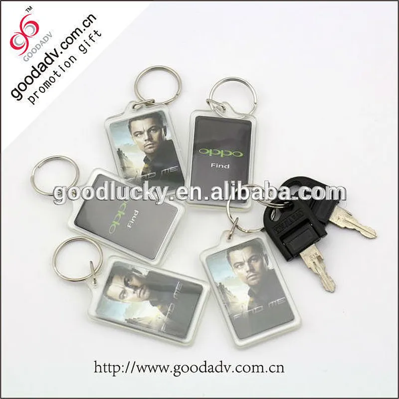2016 china factory custom eco-friendly plastic keychain photo holder / hard plastic keychain