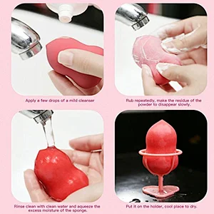 5pc wholesale latex free makeup sponge and case holder