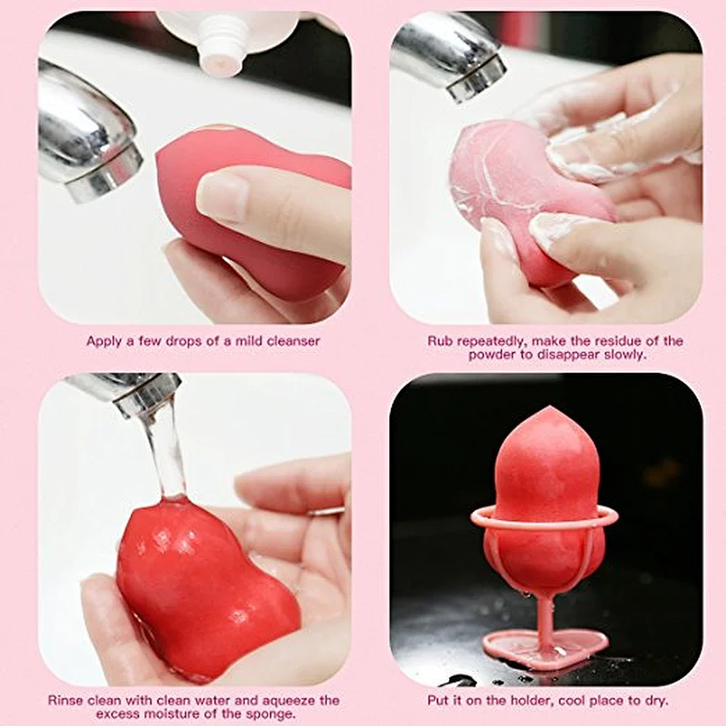 5pc wholesale latex free makeup sponge and case holder
