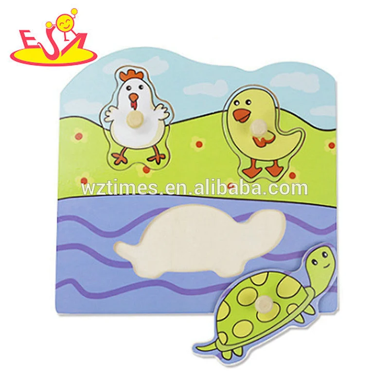 Wholesale early education toy animal theme wooden peg puzzle for 2 year olds baby W14M142