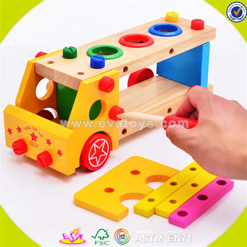 wholesale top quality baby wooden assemble screws toy teaching toy kids wooden assemble screws toy W03C015