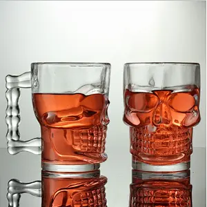 500ml Clear SkullFace SkullHead Glass Mug Beer Mug with Handle for Water /Beer