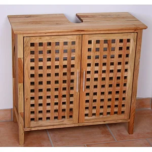 Nordic solid walnut wood water resistant bathroom cabinet with two doors