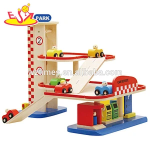 Wholesale hot sale kids wooden parking garage high quality baby wooden parking garage W04B031