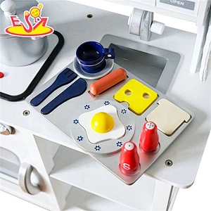 2019 Newly released electronic stove wooden toy kitchen set for kids W10C045