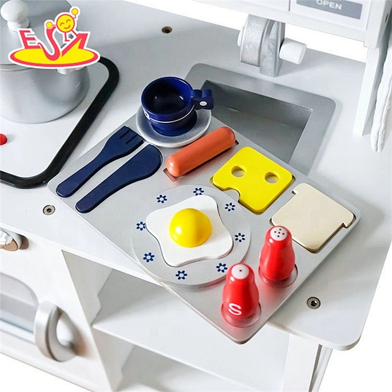 2019 Newly released electronic stove wooden toy kitchen set for kids W10C045