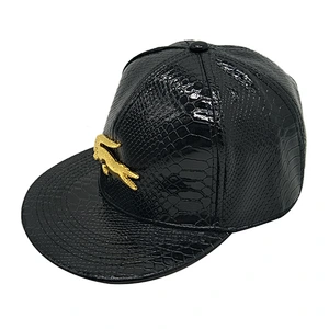 Custom 5-panel pu leather flat visor baseball hat men baseball caps with embroidery