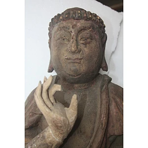 Chinese antique wooden big sitting buddha