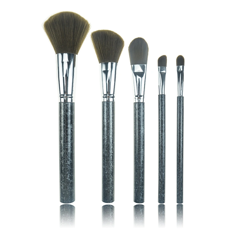 High quality 5pcs electroplate plastic handle powder foundation concealer eyeshadow face makeup brush set