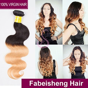 Alibaba express two tone mixed color remy brazilian human hair weave extensions 1b 27 color....